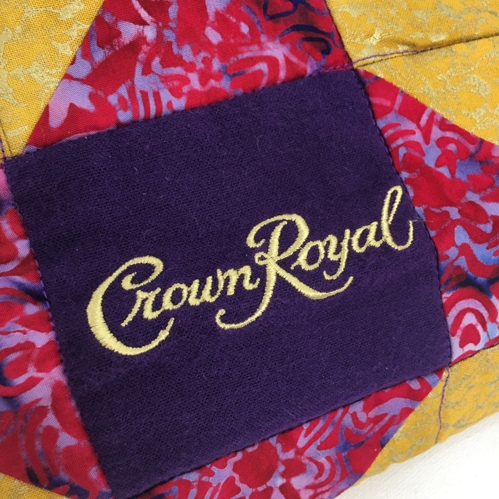 Crown Royal Handcrafted One Of A Kind Liquor Bag Quilt Purple Gold Small 34”x34”